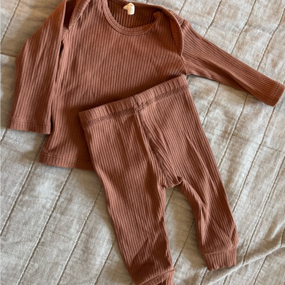 Quincy Mae Cocoa Ribbed Kids Set